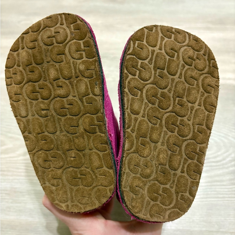 UGG Australia Baby Boo Glitter Elastic Lace Back SlipOn Fuzzy Toddler Boots Pink - Picture 5 of 10